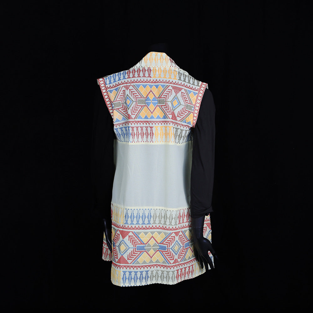 Embroidered outlet sleeveless jacket