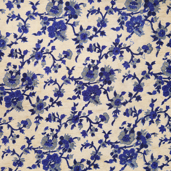 Pure Handwoven Silk Scarf - Blue Flowers