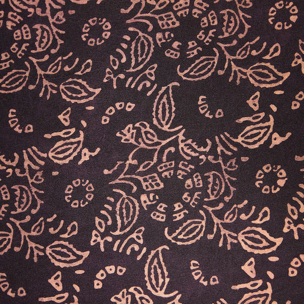 Hand printed Silk Scarf - Black Gold