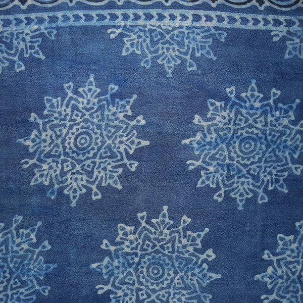 Hand printed Silk Scarf - True Blue