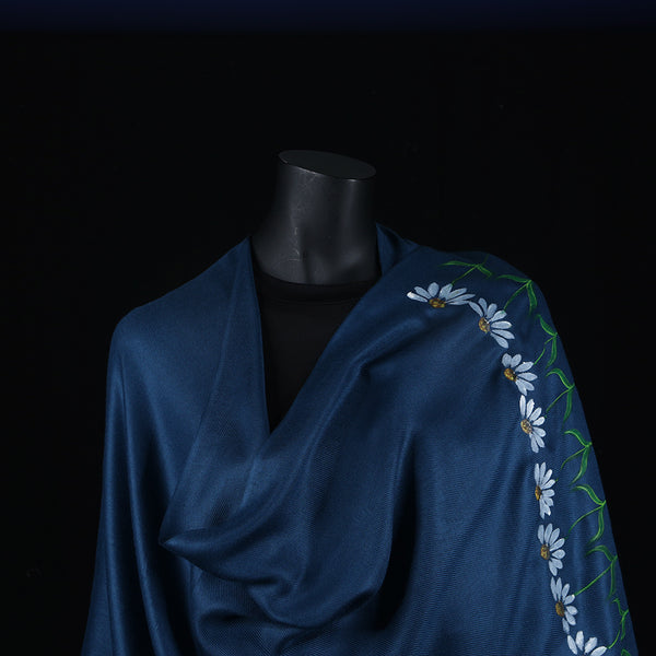 Hand painted Scarf - Grey Daisies