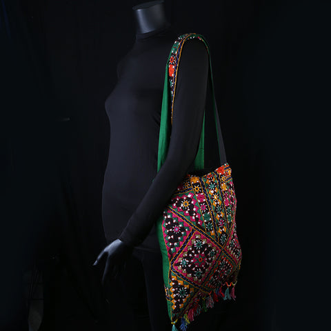 Handmade Embroidered Ladies Sling Bag - Rainbow Mirror