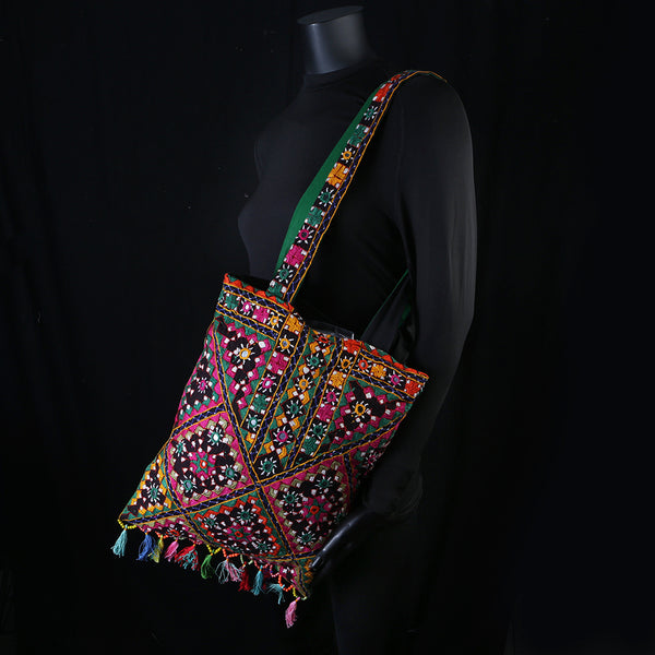 Handmade Embroidered Ladies Sling Bag - Rainbow Mirror