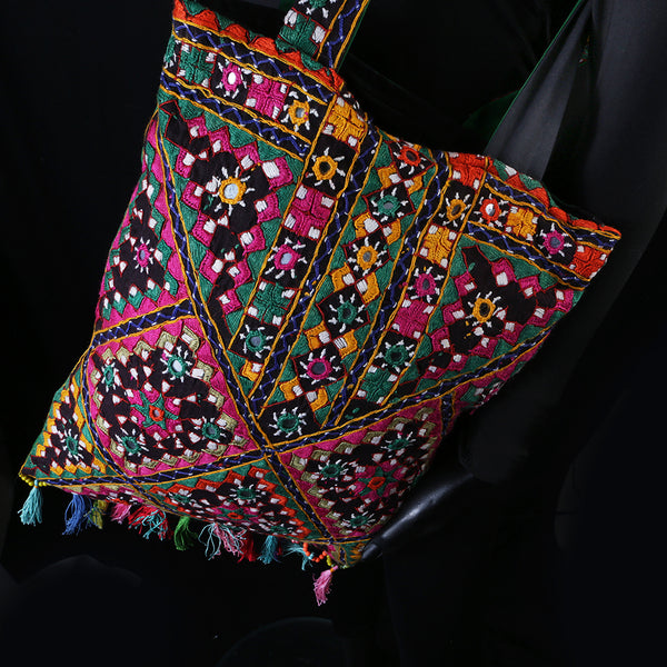 Handmade Embroidered Ladies Sling Bag - Rainbow Mirror
