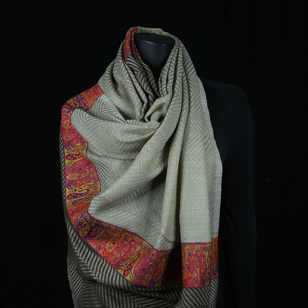Curry Peepal Shawl Pashmina Wool India Handmade Women Scarf Shawl