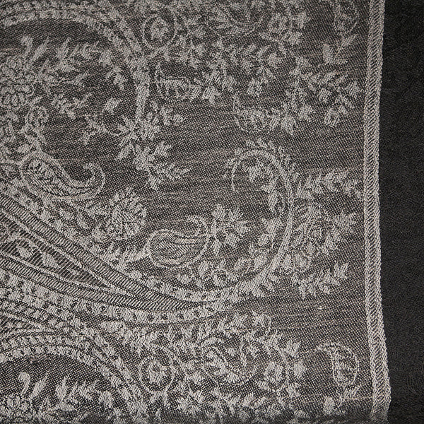 Handmade Pashmina Ladies Shawl / Scarf - Grey Paisely
