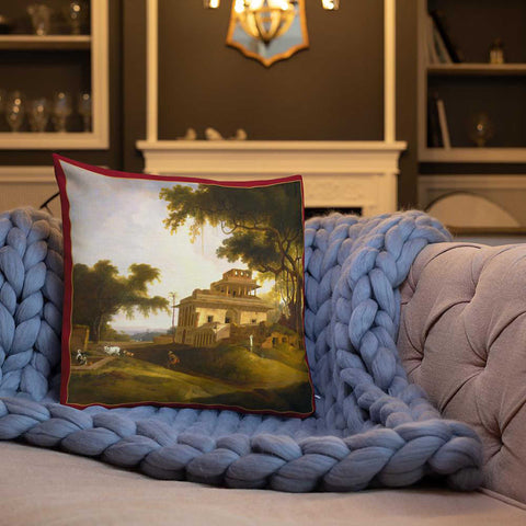 Antique Art Print Decorative Throw Pillow & Cushion Village Mansion