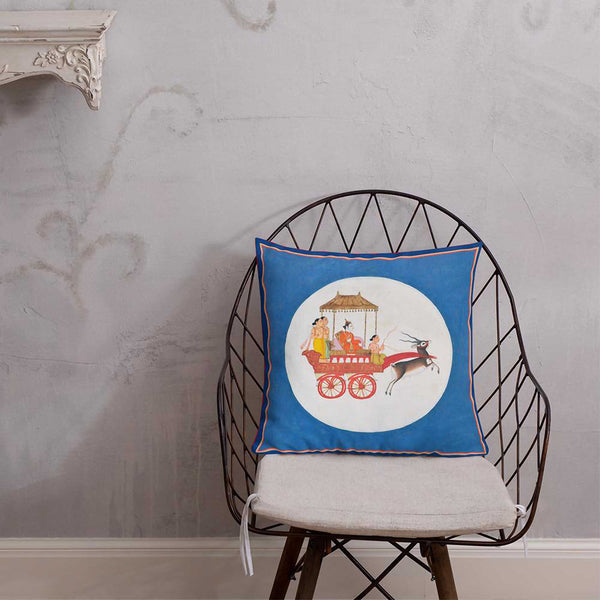 Antique Art Decorative Throw Pillow & Cushion Moon God Chair