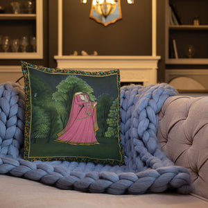 Antique Art Print Decorative Throw Pillow & Cushion Ragini Pink