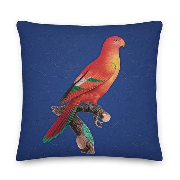 Antique Art Print Decorative Throw Pillow & Cushion Crimson Shining Parrot