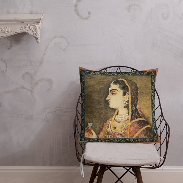 Vintage Art Print  Decorative Throw Pillow / Cushion including insert, 18 x 18 inches & 22 and 22 inches Rust Lady