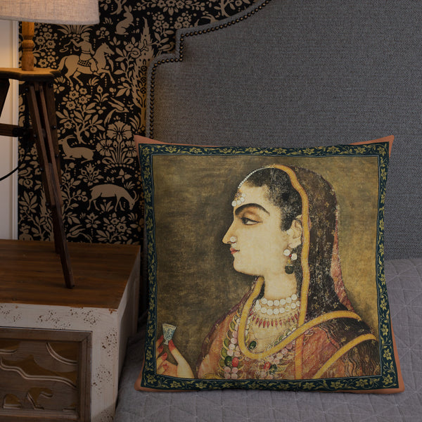 Vintage Art Print  Decorative Throw Pillow / Cushion including insert, 18 x 18 inches & 22 and 22 inches Rust Lady