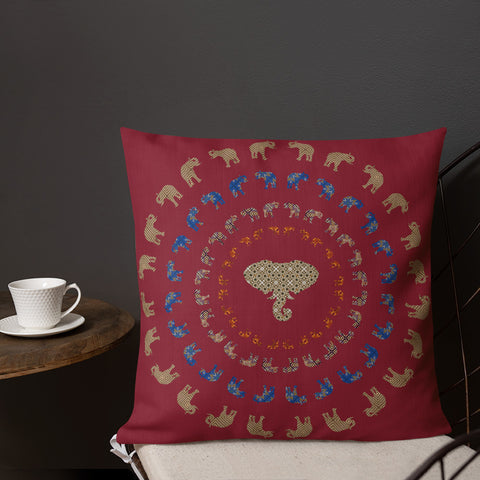 Antique Art Print Decorative Throw Pillow & Cushion - Elephant Mandala