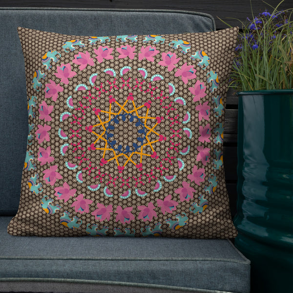 Antique Art Print Decorative Throw Pillow & Cushion - Pink Mandala
