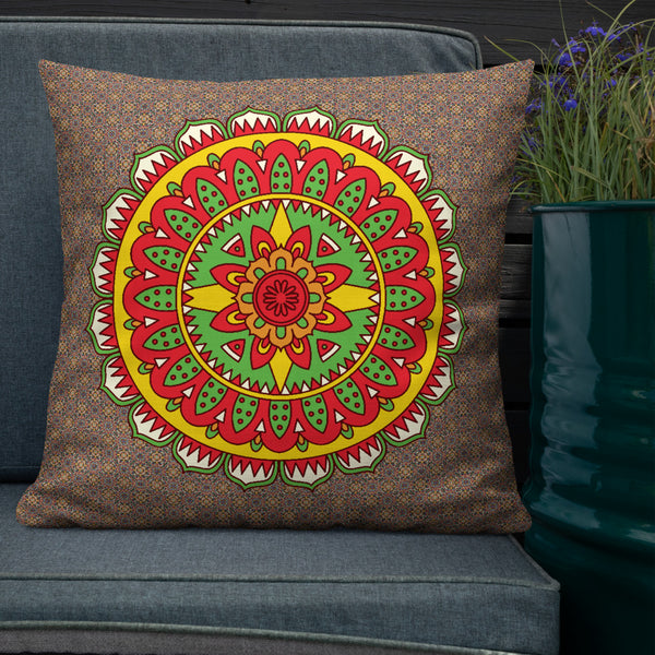 Antique Art Print Decorative Throw Pillow & Cushion - Orange Mandala