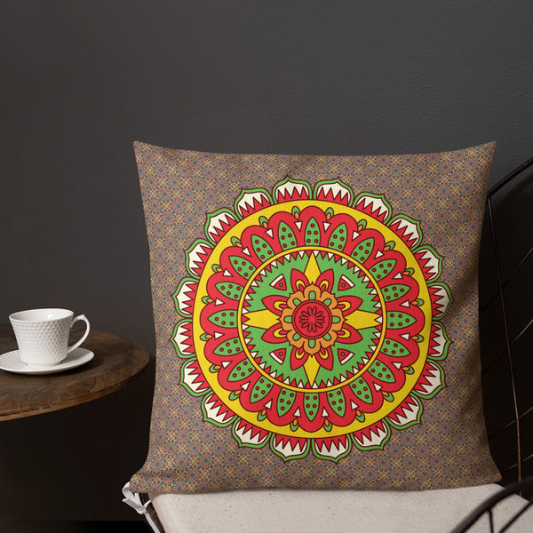 Antique Art Print Decorative Throw Pillow & Cushion - Orange Mandala