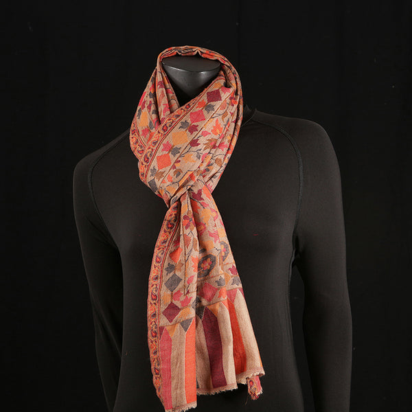 Pashmina Ladies Shawl / Scarf - Peach Jaal