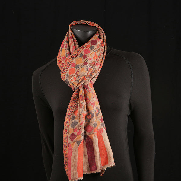 Pashmina Ladies Shawl / Scarf - Peach Jaal