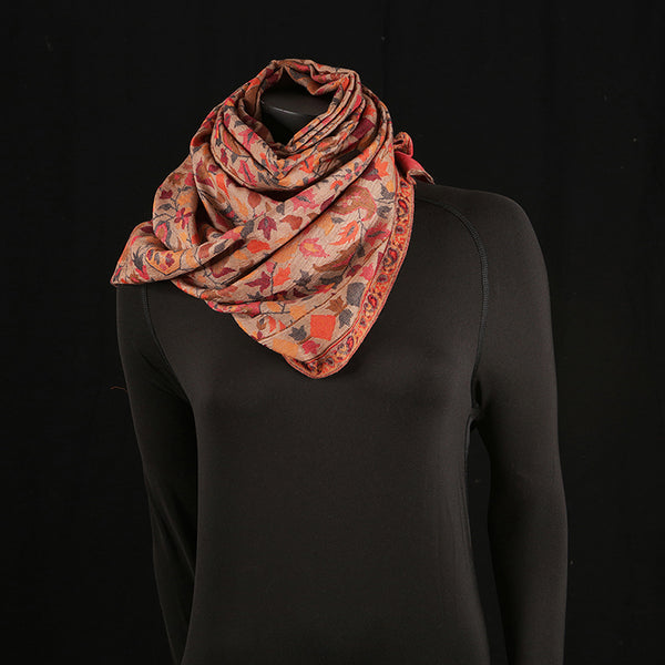 Pashmina Ladies Shawl / Scarf - Peach Jaal