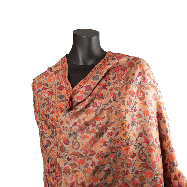 Pashmina Ladies Shawl / Scarf - Peach Jaal