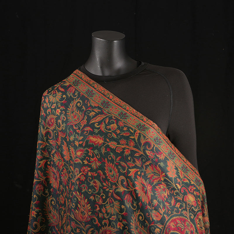 Handmade Pashmina Ladies Shawl / Scarf - Green Paisley