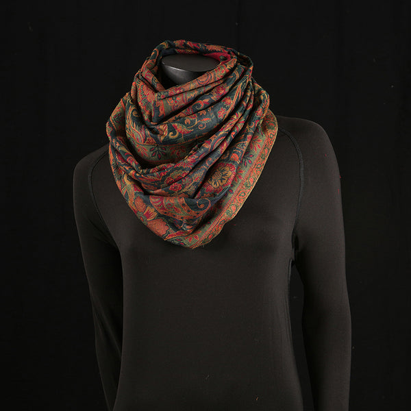 Handmade Pashmina Ladies Shawl / Scarf - Green Paisley