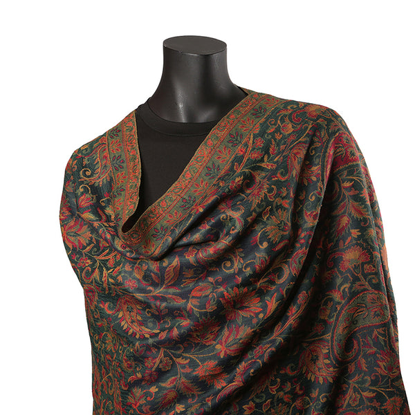 Handmade Pashmina Ladies Shawl / Scarf - Green Paisley
