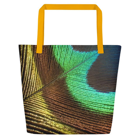 South Asian Peacock Feather Design Beach Bag