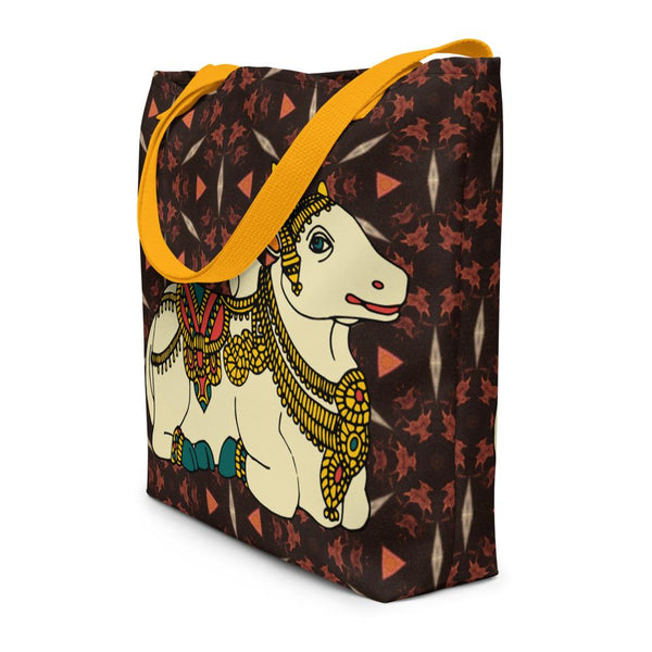 Traditional South Asian Nandi Bull Design Beach Bag