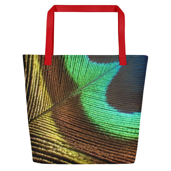 South Asian Peacock Feather Design Beach Bag