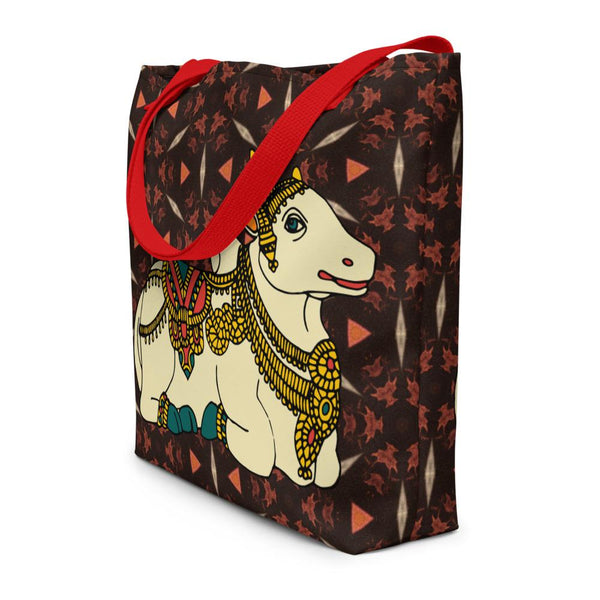 Traditional South Asian Nandi Bull Design Beach Bag