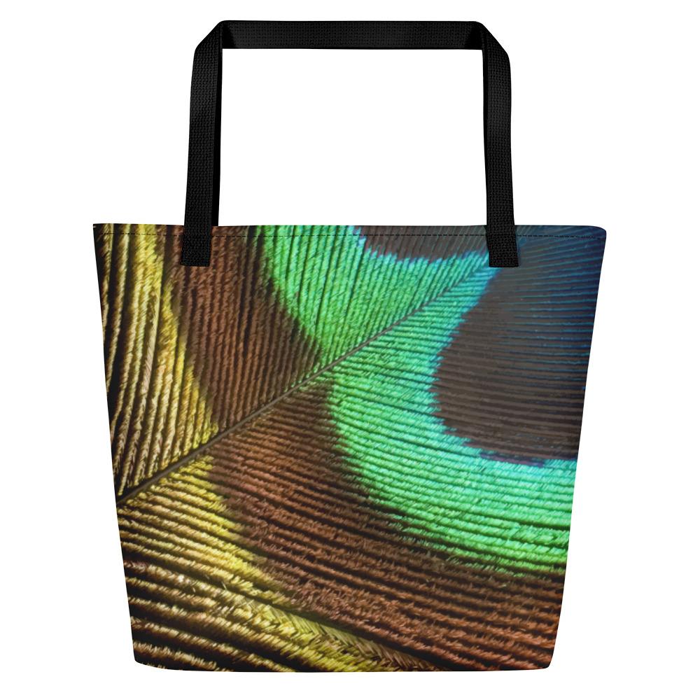 South Asian Peacock Feather Design Beach Bag