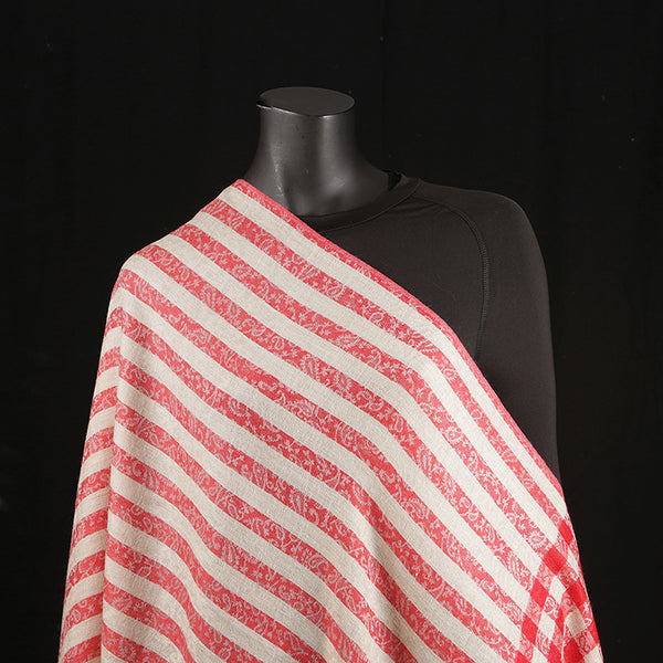 Pashmina Ladies Shawl / Scarf - Red & Cream Banner