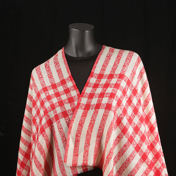 Pashmina Ladies Shawl / Scarf - Red & Cream Banner