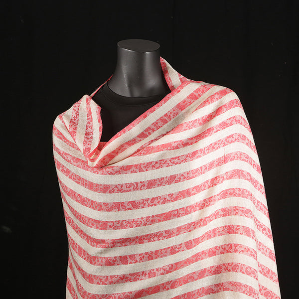 Pashmina Ladies Shawl / Scarf - Red & Cream Banner