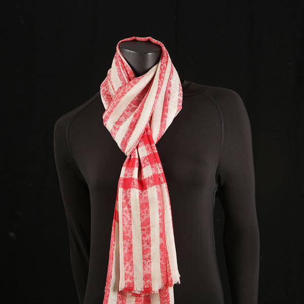 Pashmina Ladies Shawl / Scarf - Red & Cream Banner