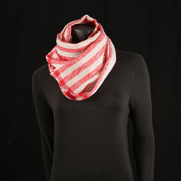 Pashmina Ladies Shawl / Scarf - Red & Cream Banner