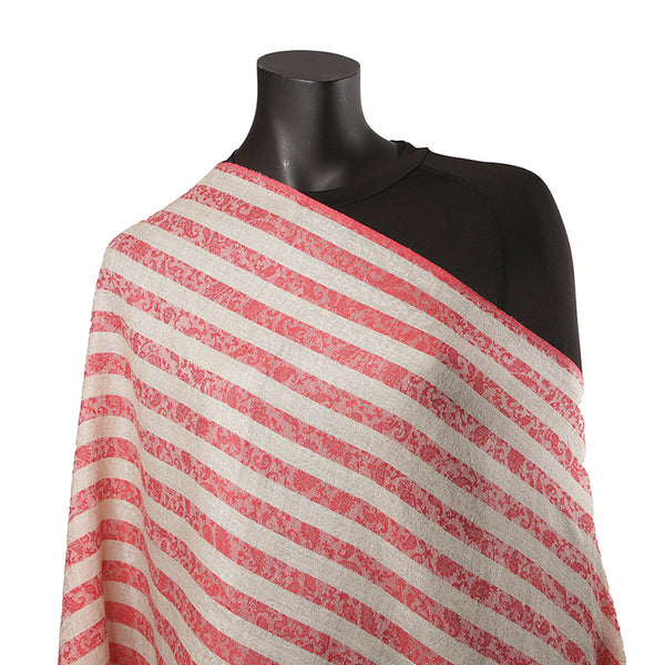 Pashmina Ladies Shawl / Scarf - Red & Cream Banner