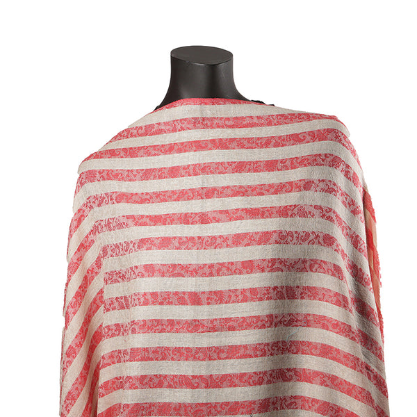 Pashmina Ladies Shawl / Scarf - Red & Cream Banner