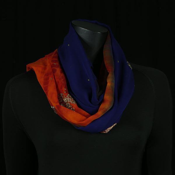 Curry Peepal Silk Scarf Handmade Chiffon Crepe Women Hijab Headscarf