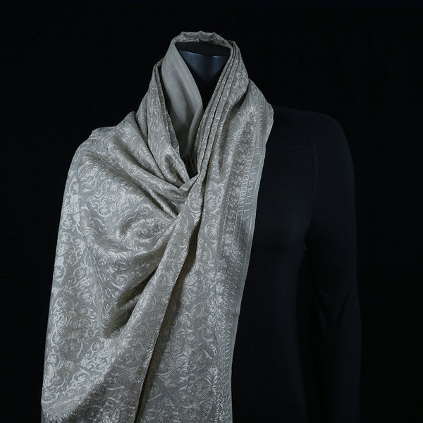 Blended Pashmina Full Size Shawl Alabaster Floral Net