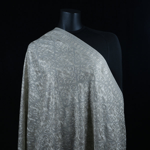 Blended Pashmina Full Size Shawl Alabaster Floral Net