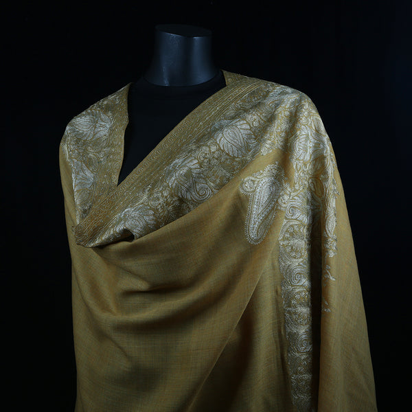 Curry Peepal Shawl Pashmina Wool Women Scarf Handmade