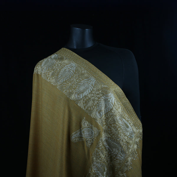 Curry Peepal Shawl Pashmina Wool Women Scarf Handmade