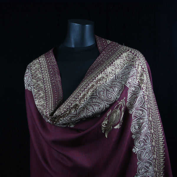 Curry Peepal Shawl Pashmina Wool Women Scarf Handmade