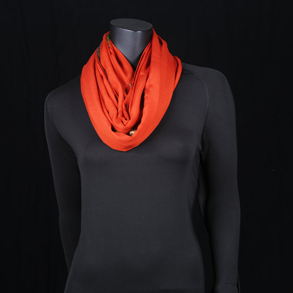 Women's Pure Crepe Silk Scarf Orange Green