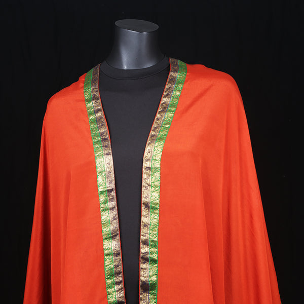 Women's Pure Crepe Silk Scarf Orange Green