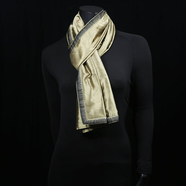 Women's Pure Silk Scarf Silver Green