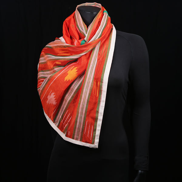 Blended Cotton Women's Scarf Orange Patola
