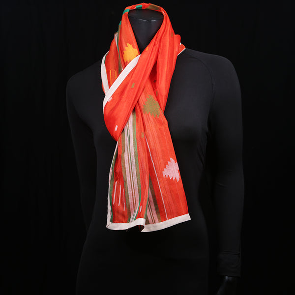 Blended Cotton Women's Scarf Orange Patola